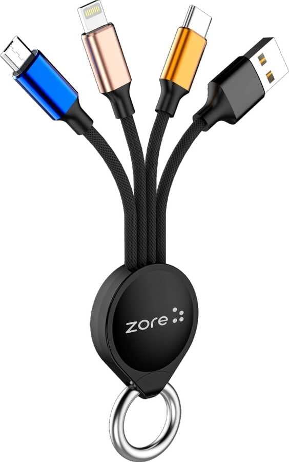 Canpay Anahtarlık Tasarımlı, Type-C, Micro, Lightning Hızlı Şarj ve Data Veri Aktarım 3 in 1 USB Kablo