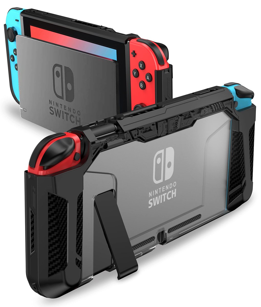 PiMivco Nintendo Switch 2017 için Yerleştirilebilir Kılıf, Nintendo Switch ve Joy-Con Kumandası ile Uyumlu Koruyucu Kılıf, Darbe Emici ve Çizilmez Tasarımlı TPU Kavrama Kapağı (Siyah)