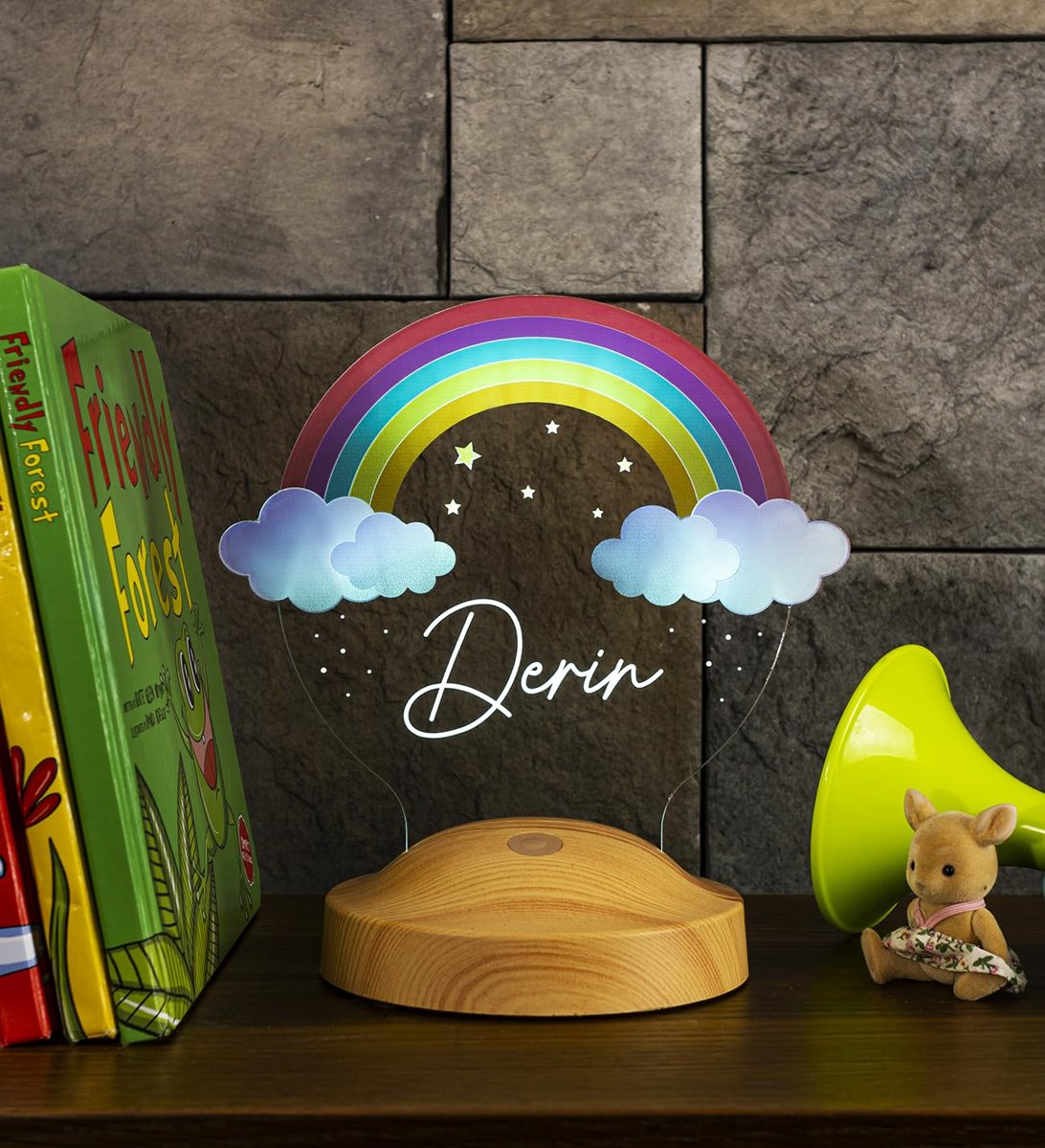 Gökkuşağı Çocuk Hediyesi, Rainbow Doğum Günü Hediyesi Led Gece Lambası, Çocuk Odası Aydınlatması, Erkek Bebek, Kız Bebek
