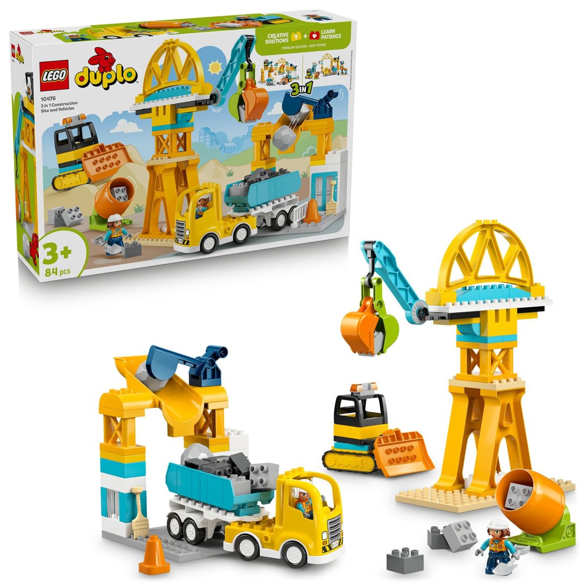 LEGO DUPLO Kasabası 3'ü 1 Arada İnşaat Sahası ve Araçları 10476