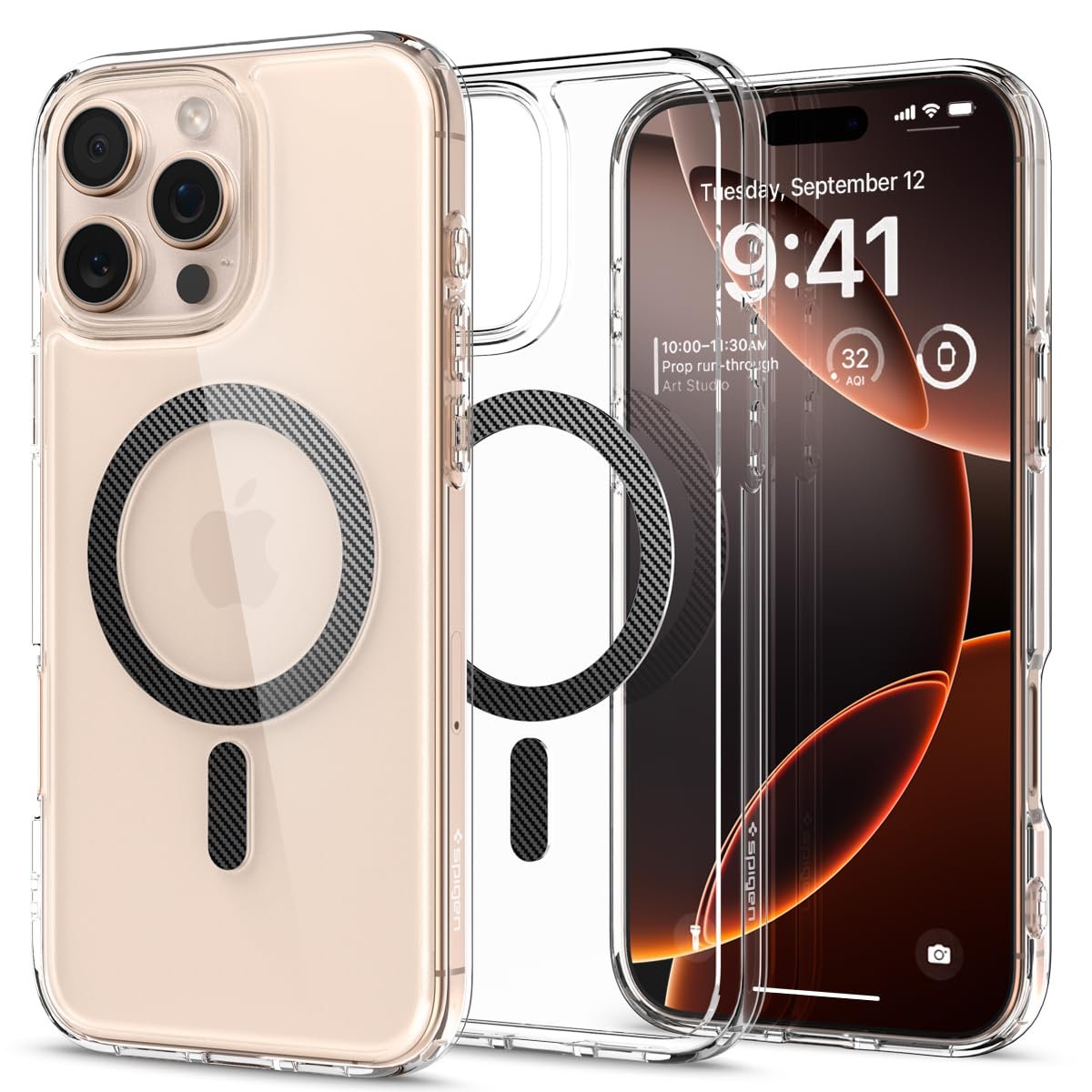 Spigen iPhone 16 Pro ile Uyumlu MagSafe Kılıf Ultra Hybrid Mag Fit Sararmaya Dayanıklı Karbon Fiber Şeffaf Kapak - ACS08131 (Spigen TR Garantili)