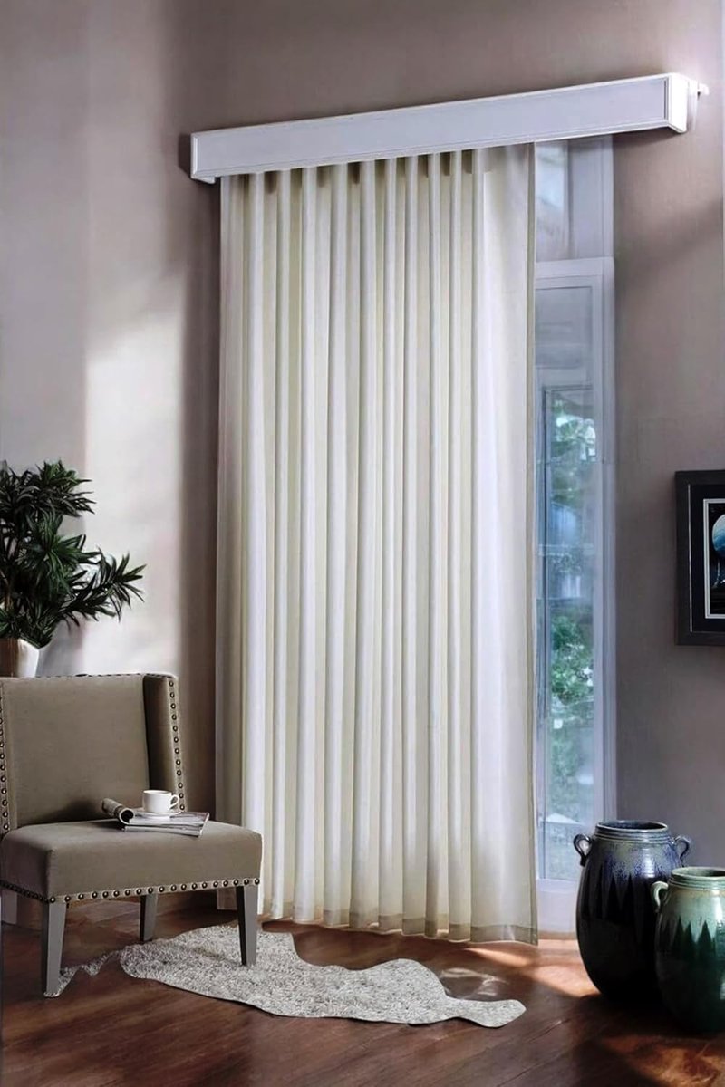 Hazır Saten Güneşlik Perde Ekru Renk (300x260cm)