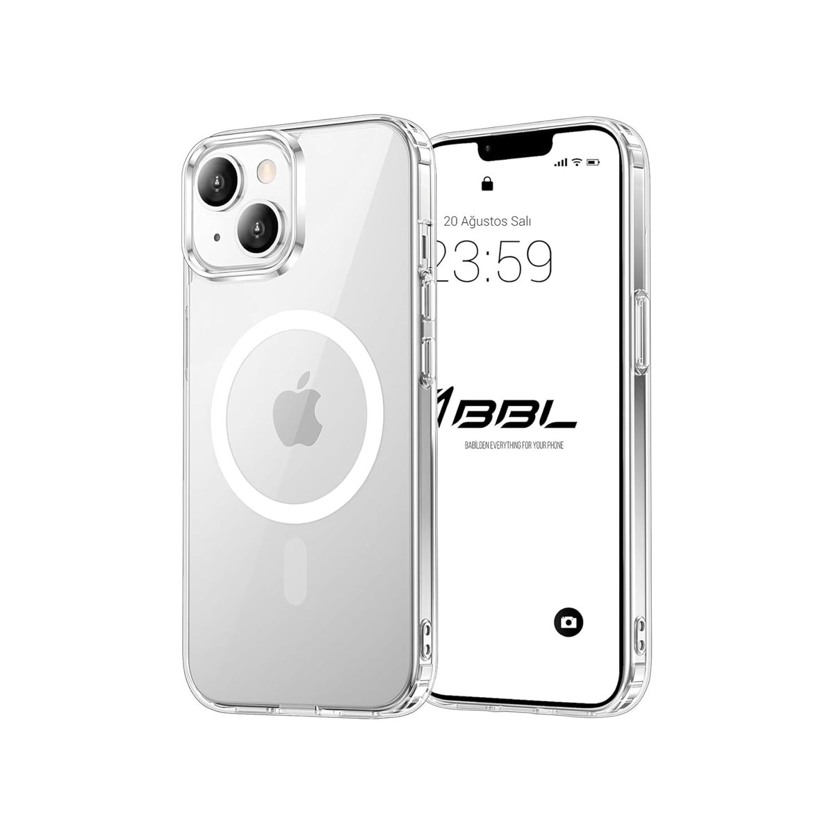 Babilden iPhone 13 için Kılıf Kamera Korumalı Magsafe Wireless Şarj Özellikli Şeffaf Kılıf
