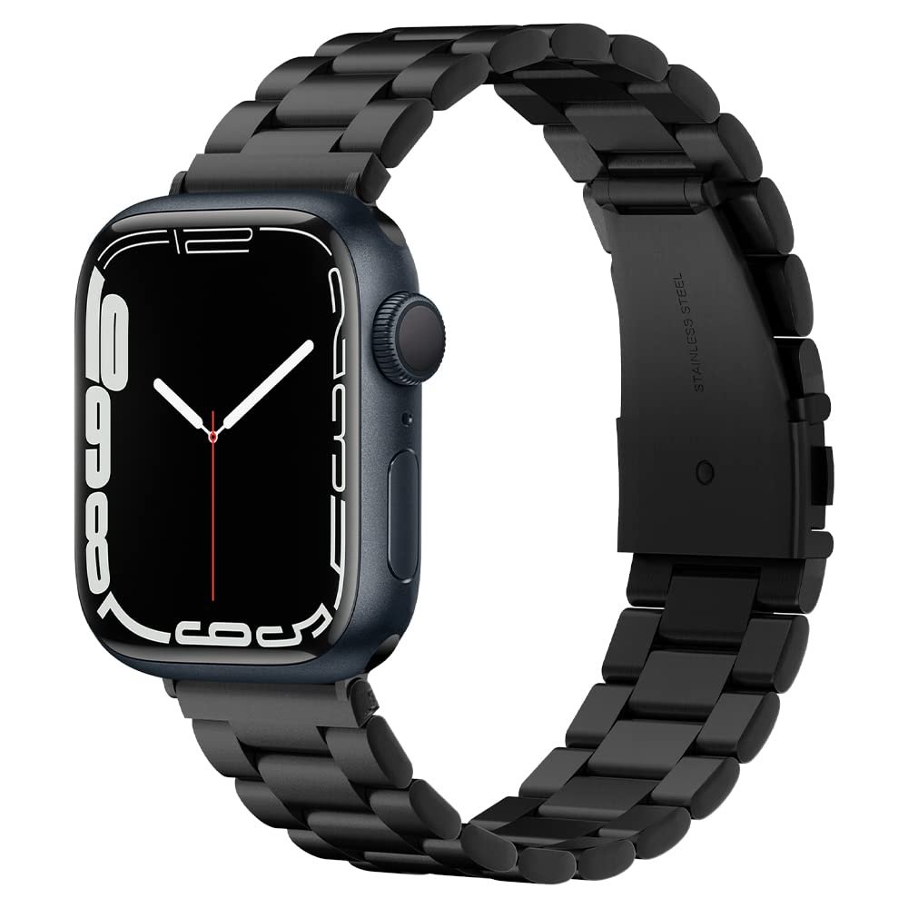 Spigen Apple Watch 42/41mm Seri 11/10/9/8/7 ile Uyumlu Kordon Band Modern Fit Klasik Saat Tipi Çelik Siyah Kayış - AMP04803 (Spigen TR Garantili)