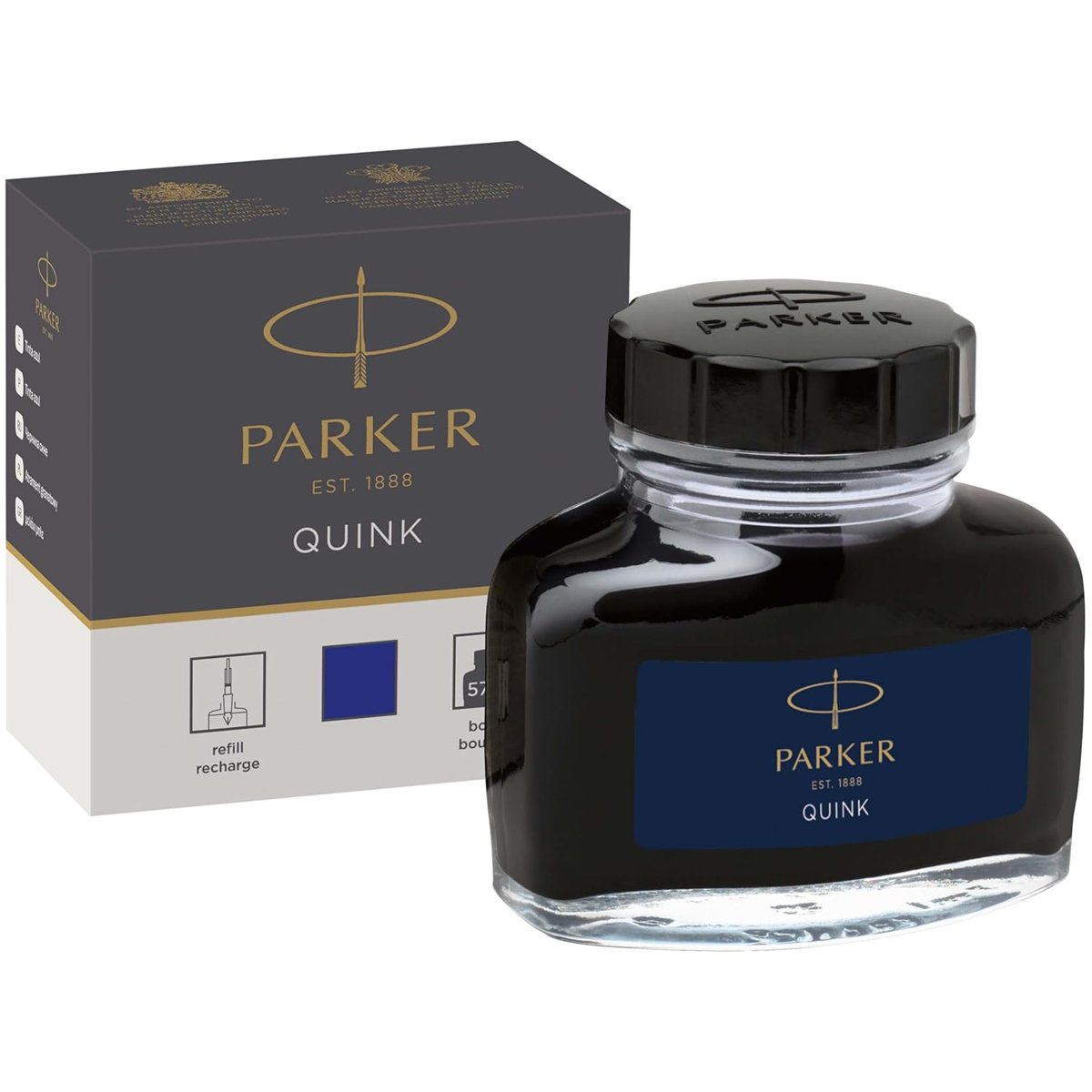 PARKER Quink Dolma Kalem Şişe Mürekkebi, 57 ml, Mavi