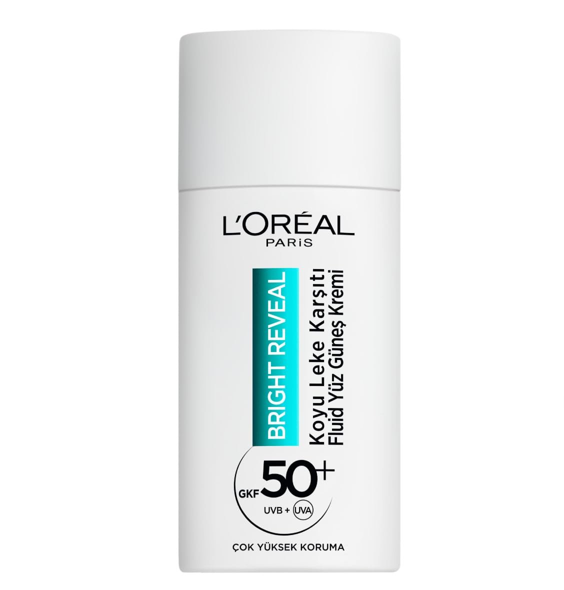 L'OREAL PARIS Bright Reveal SPF50, Koyu Leke Karşıtı Fluid Günlük Yüz Güneş Kremi 50ml