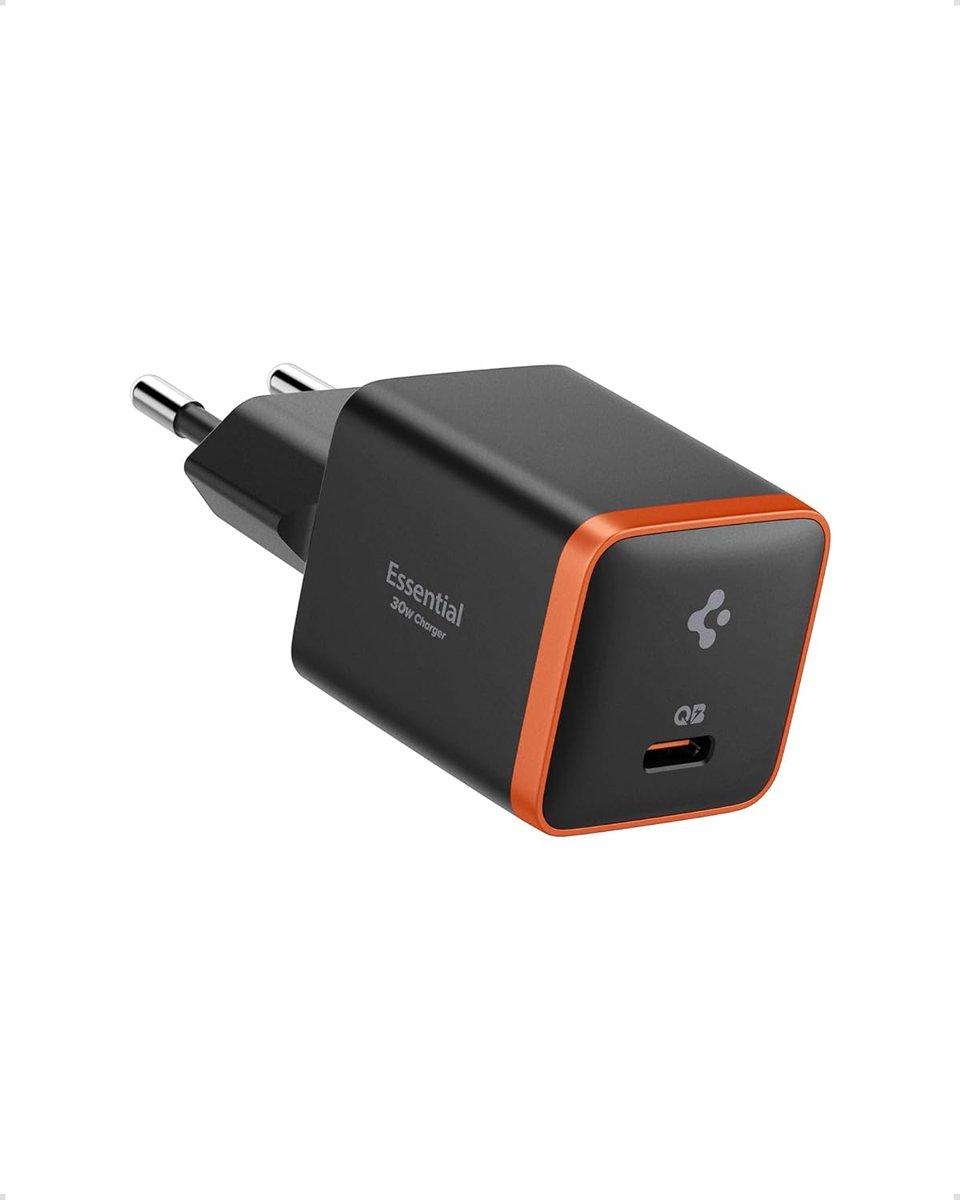 Spigen 30W USB-C Ultra Mini Hızlı Şarj Aleti PPS Super Hızlı Şarj GaN Pro Isı Düşürücü Güç Adaptörü Akım Koruma iPhone & Android & iPad & MacBook Type-C Siyah - ACH08448 (Spigen TR Garantili)