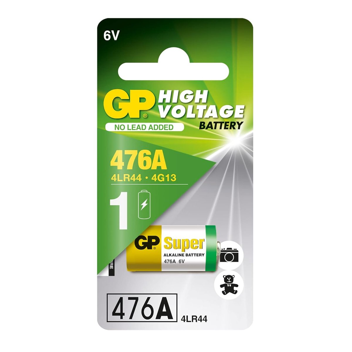 Gp Batteries Gp476A Süper Alkalin 476A/Px28A/A544/4Lr44 Boy Pil, 6 Volt, Tekli Kart