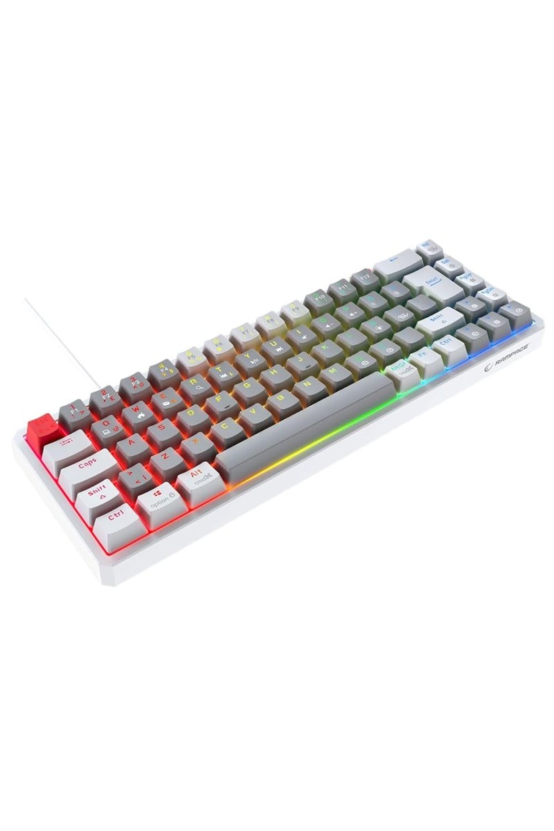 Rampage YORU MINI Gri/Beyaz Type-C Bağlantılı OUTEMU Red Swich Q Mekanik Gaming Oyuncu Klavye