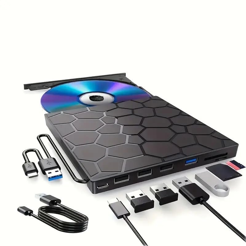 Valkyrie 8in1 Harici CD DVD Okuma Yazma USB 3.0 Hub Çok Amaçlı External Drive TF SD Kart Okuyucu