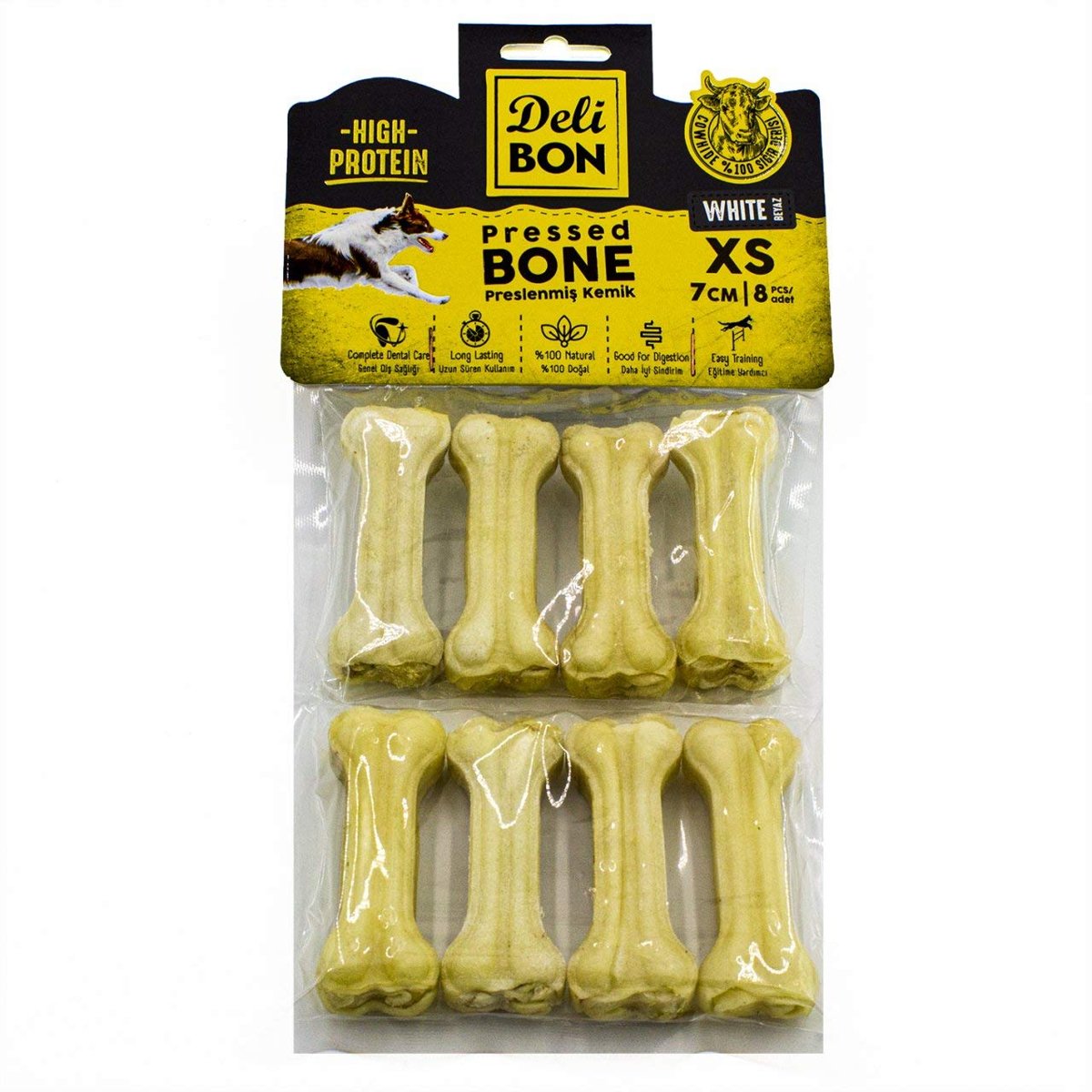 Doggie Delibon Gerçek Deriden Pres Kemik, 7 Cmx8Pcs., Beyaz