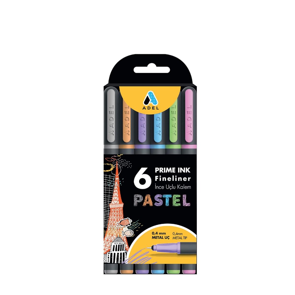 ADEL Prime Ink Fineliner 6'lı Pastel Klasik İnce Uçlu Kalem