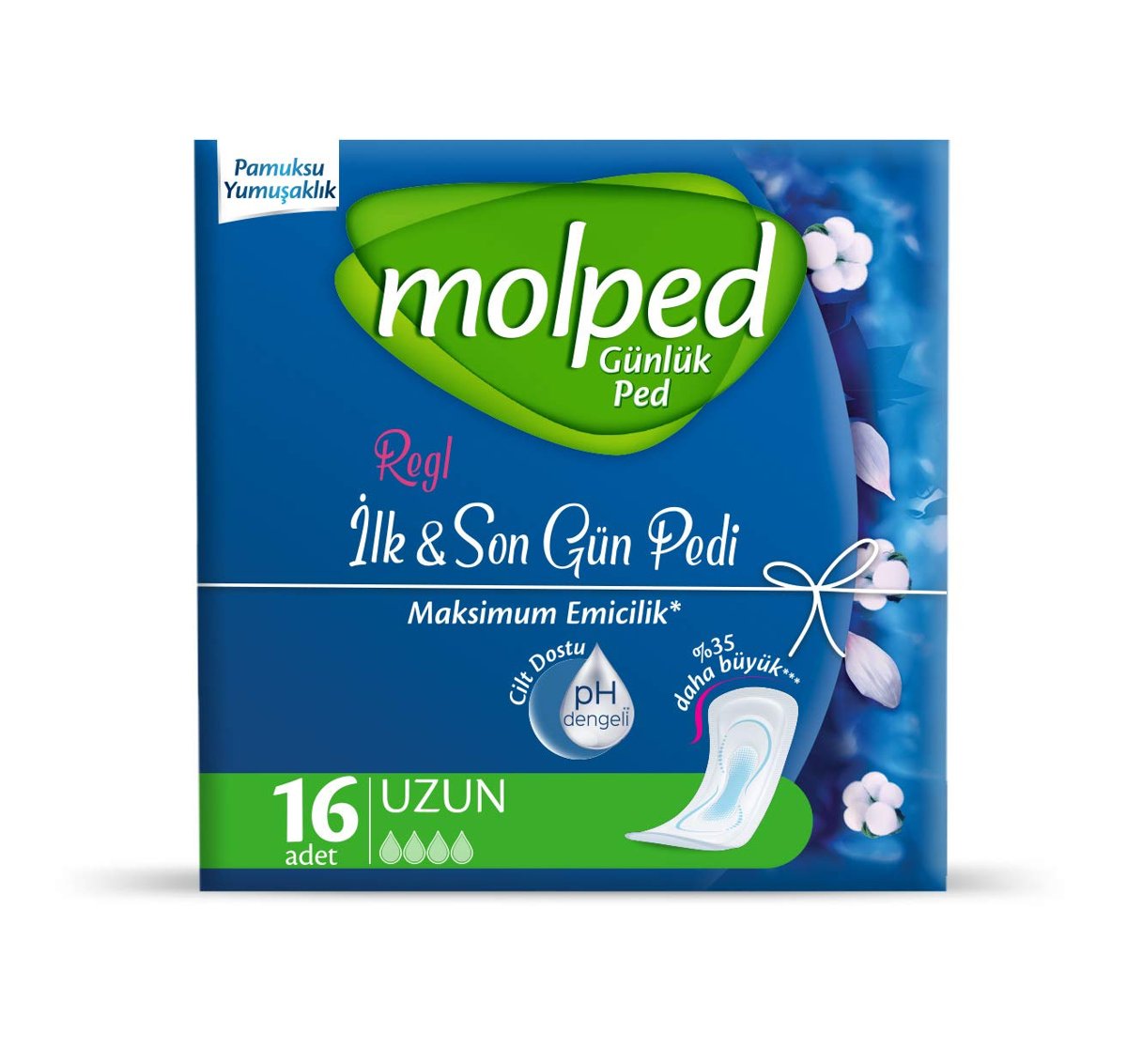 Molped Regl İlk  Son Gün Pedi Uzun Günlük Ped (1 x 16 Adet)