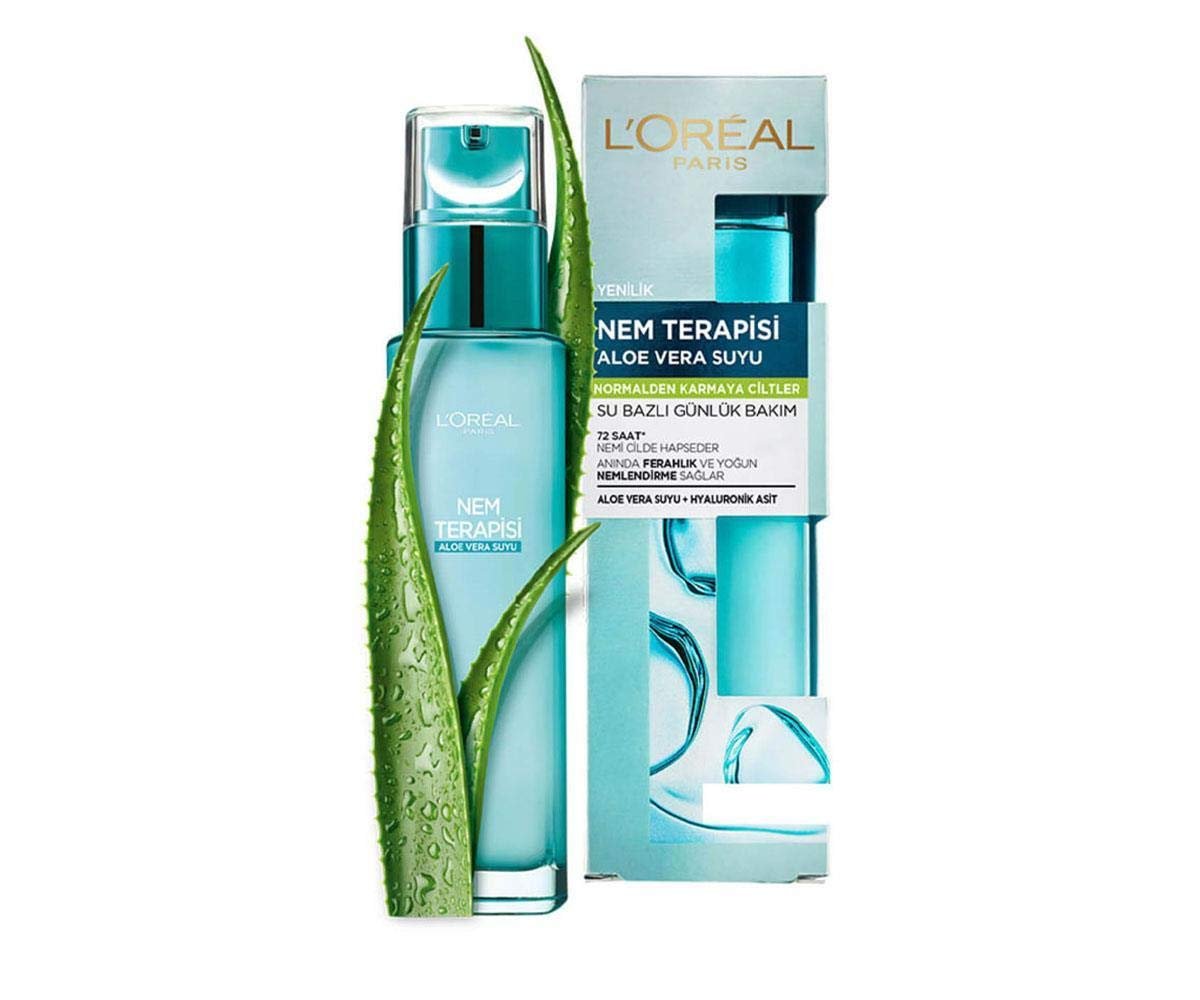 L'Oreal Paris Nem Terapisi Aloe Vera Suyu, Nemlendirici ve Ferahlık Etkili Krem, Normalden Karmaya C