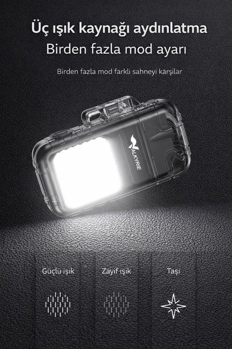 Valkyrie 3 Mod Fenerli USB Type-C Şarjlı 3 Modlu Güçlü COB Işıklı Rüzgara Dayanıklı Isıtıcı Tel Çakmak