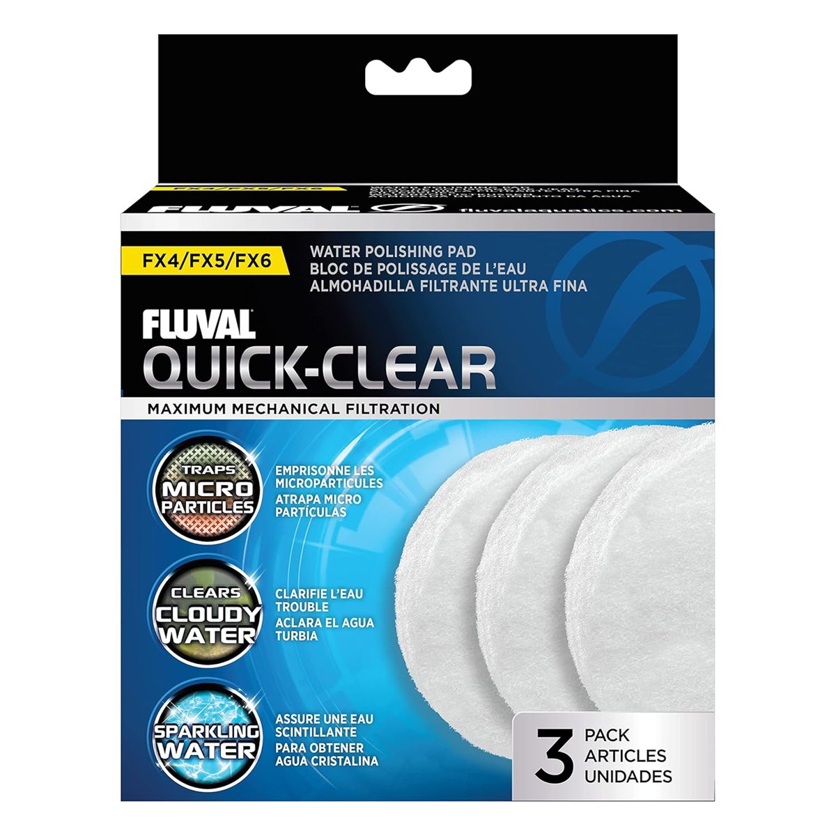 Fluval İnce Filtre Keçe, Fluval FX4, FX5 ve FX6 Dış Filtreler için, 3'lü Paket