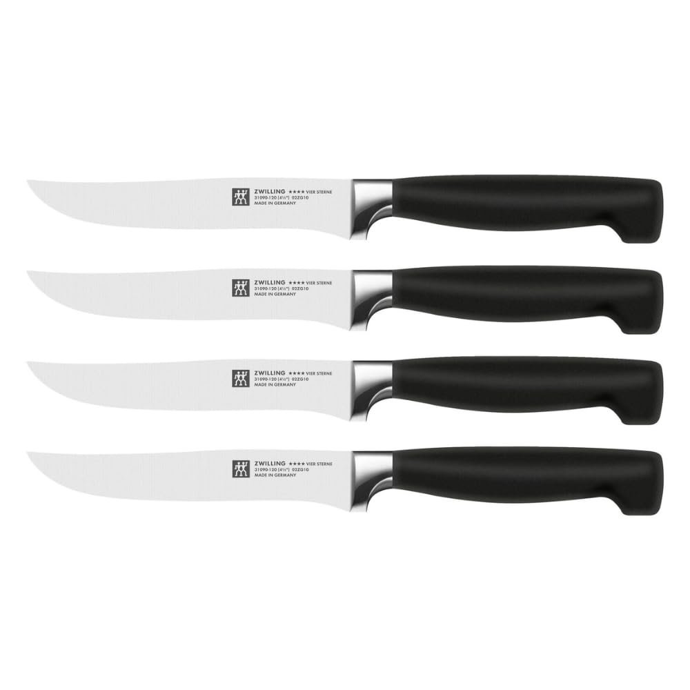 Zwilling Four Star 4'lü Biftek Bıçağı Seti, Paslanmaz Çelik, Siyah