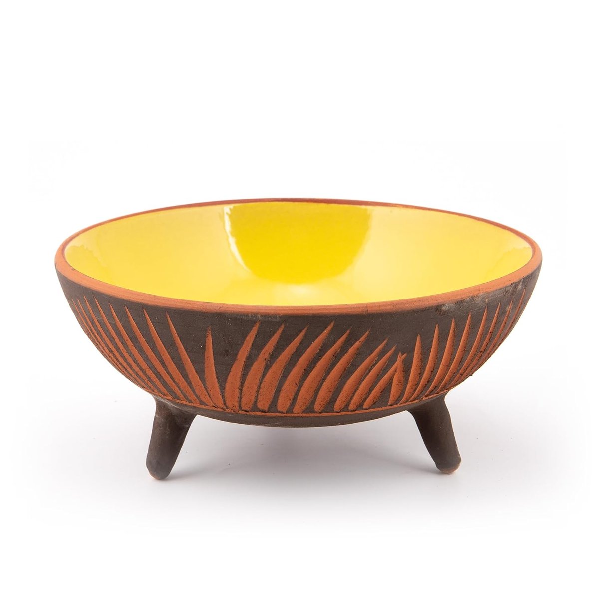 Dekoratif Sunum Kasesi, Seramik Ayaklı Sunum Kasesi, Servis Kasesi, Servis Tabağı, Kase, Tabak (Sarı, 20 Cm)