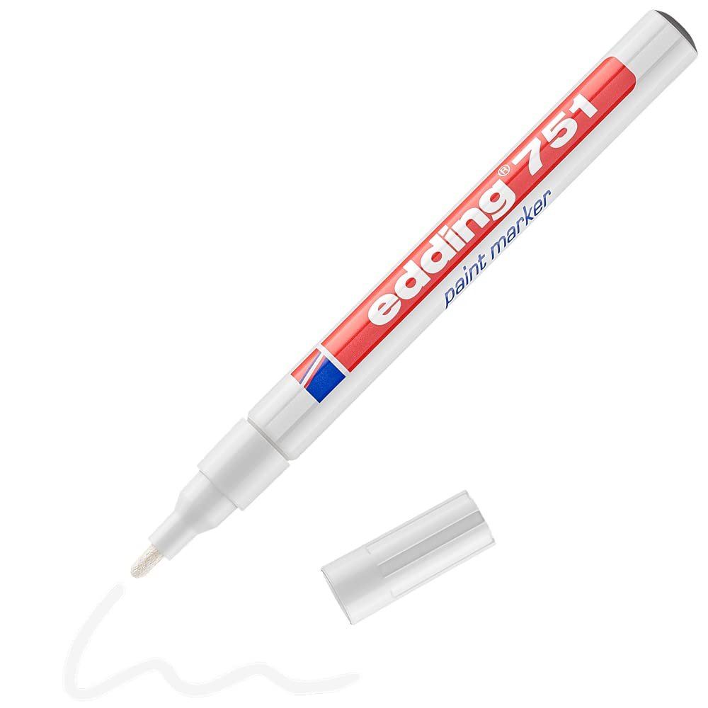edding 751 boya kalemi - beyaz - 1 kalem - 1-2 mm yuvarlak uç