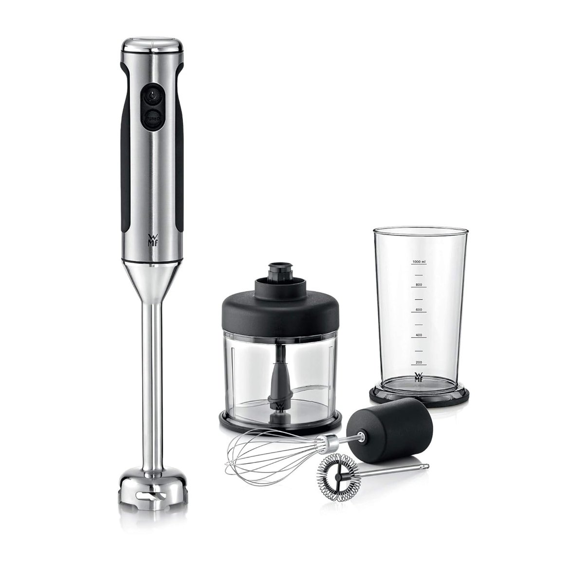 WMF Lineo El Blenderı Seti, 5 Parça, El Blenderı, Çırpıcı, Süt Köpürtücü, Doğrayıcı, 700 W, 1 L Karıştırma Haznesi, Mat Paslanmaz Çelik