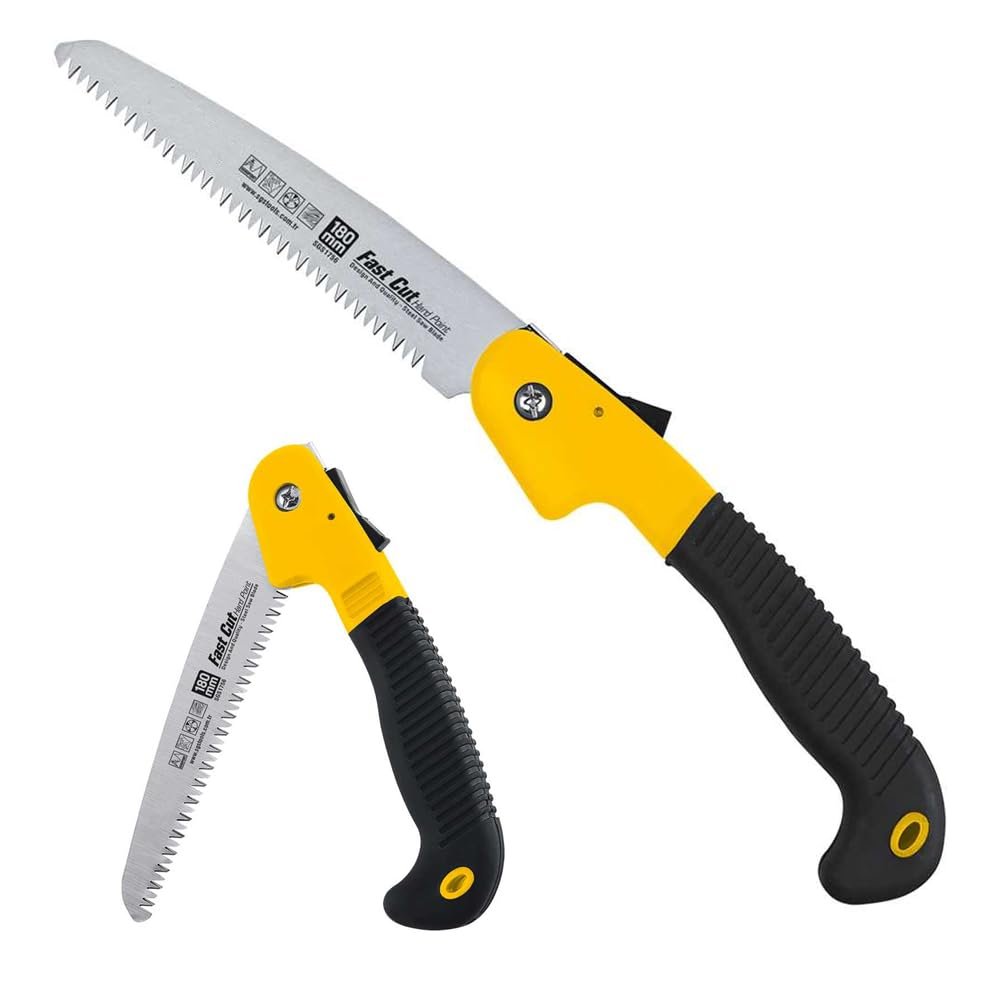 GüncelÇarşı Katlanır Budama Testeresi 180 Mm, Yüksek Karbonlu Çelikten İmal Edilmiş, Taşlanmış Krom
