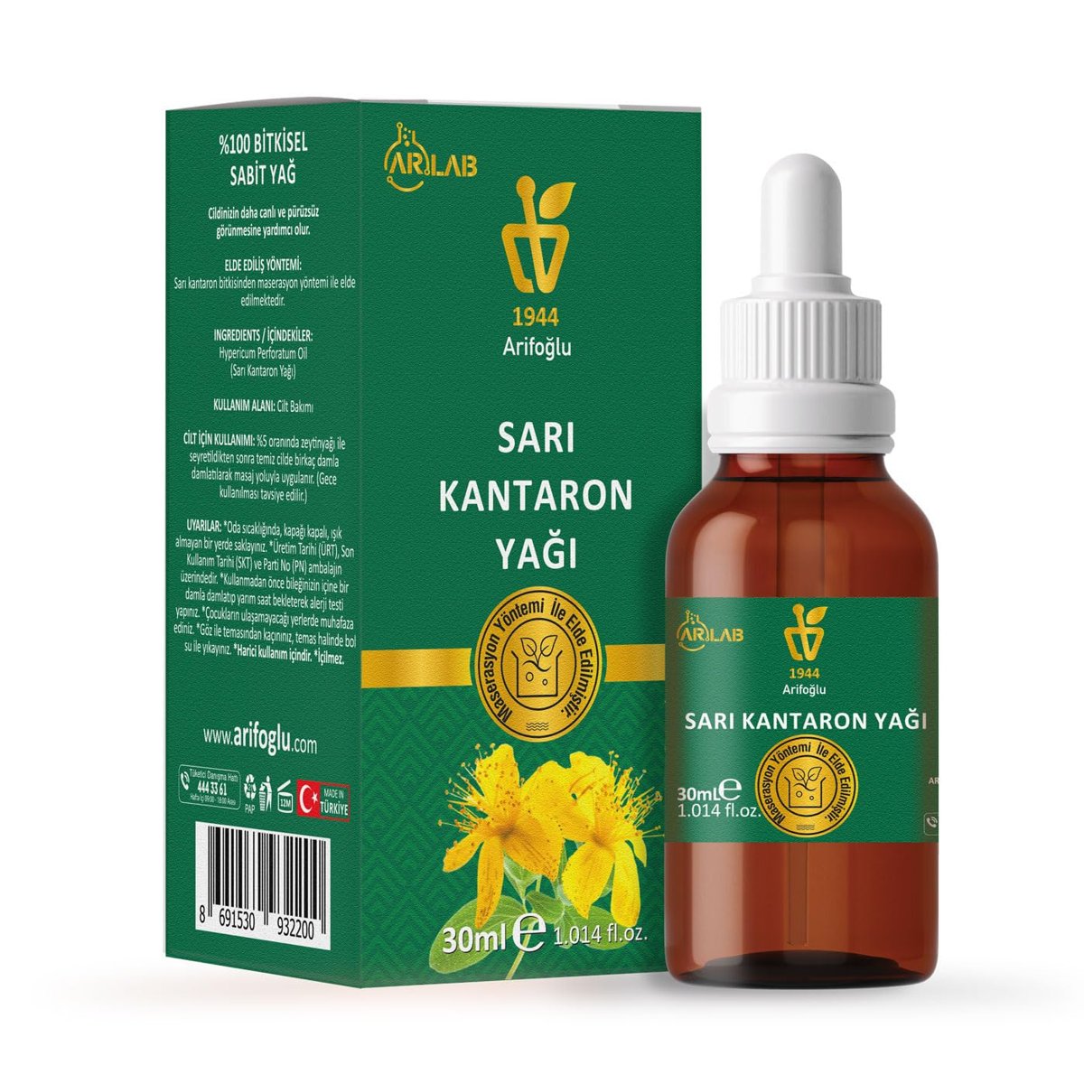 Arifoğlu Sarı Kantaron Yağı 30ml%100 Saf Yağ ARLAB Pure St John's Wort Oil 30ml