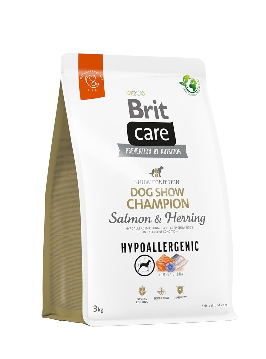 Brit Care Dog Show Champion, Yarışma Köpekleri Kondisyonu İçin, Hipoalerjenik, Somon Balıklı Ve Ringa Balıklı Kuru Mama, 3 kg
