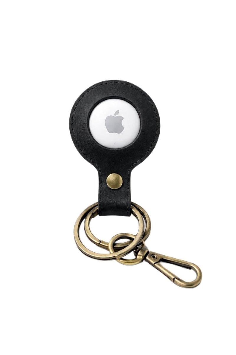 Apple AirTag Deri Anahtarlık, Haiki Gerçek Deri, Airtag Anahtarlık Deri (Siyah)