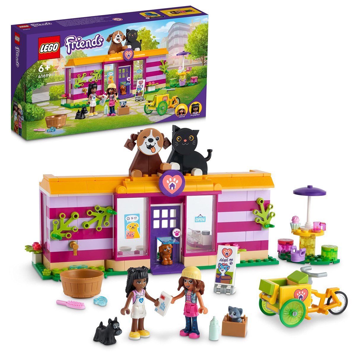 LEGO® Friends Evcil Hayvan Sahiplenme Kafesi 41699-6 Yaş ve Üzeri Çocuklar için 3 Evcil Hayvan İçeren Oyuncak Yapım Seti (292 Parça)