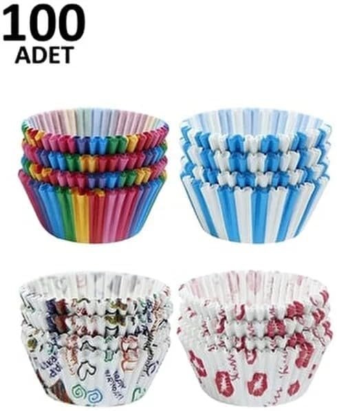 Orret Home 100 Adet Desenli Cupcake Kalıbı,Renkli Browni Ve Muffin Kabı,Kağıdı