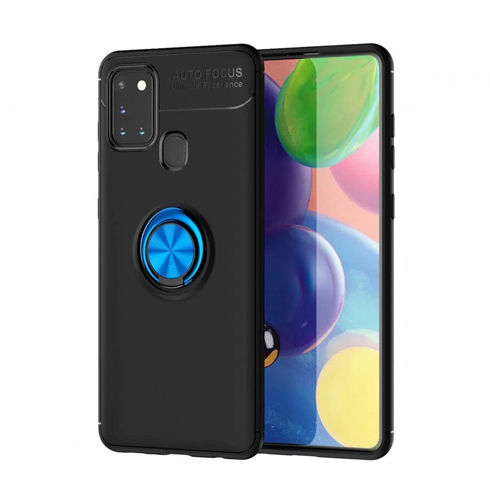 Nevarium Dtech Samsung Galaxy A21S Uyumlu Kılıf Yüzüklü Silikon Range Siyah-Mavi