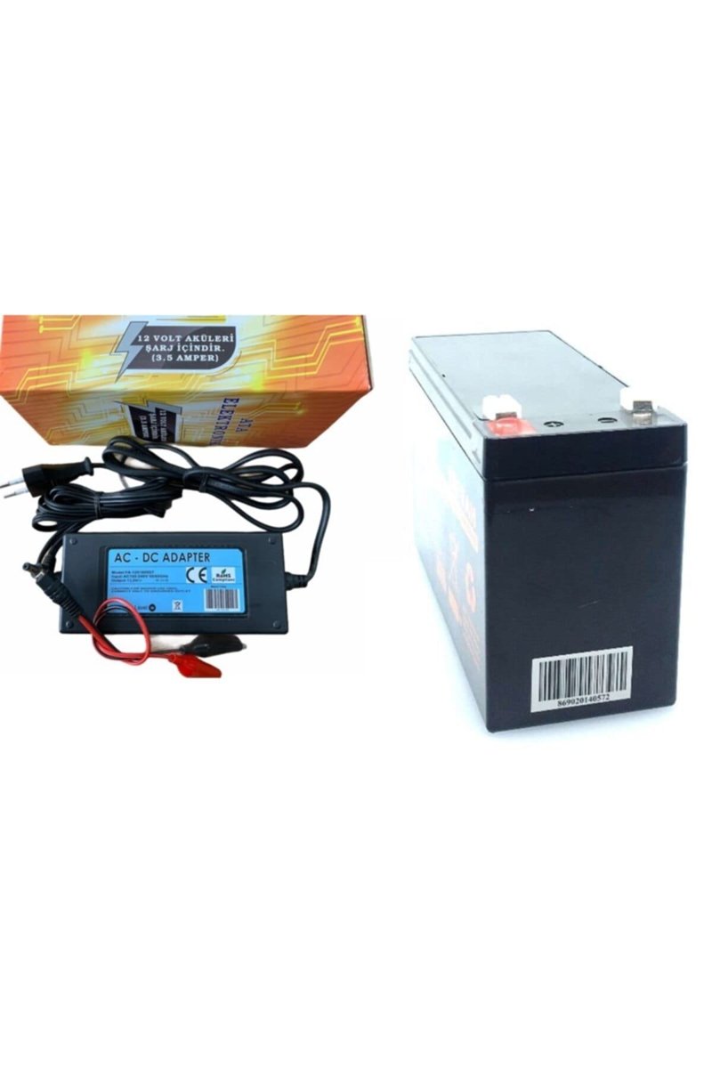 ATA ELEKTRONİK Çocuk Oyuncak Araba Araç 12V 9Ah 12 Volt 9 Amper Akü + 3,5 Amper Akü Şarj Cihazi Adap