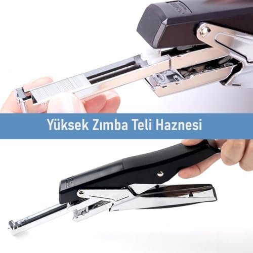 Valkyrie Profesyonel Metal Zımba Tabancası 60 Sayfa Kapasite 1000 Zımba Teli HEDİYE Ofis ve Ev Dayanıklı Siyah