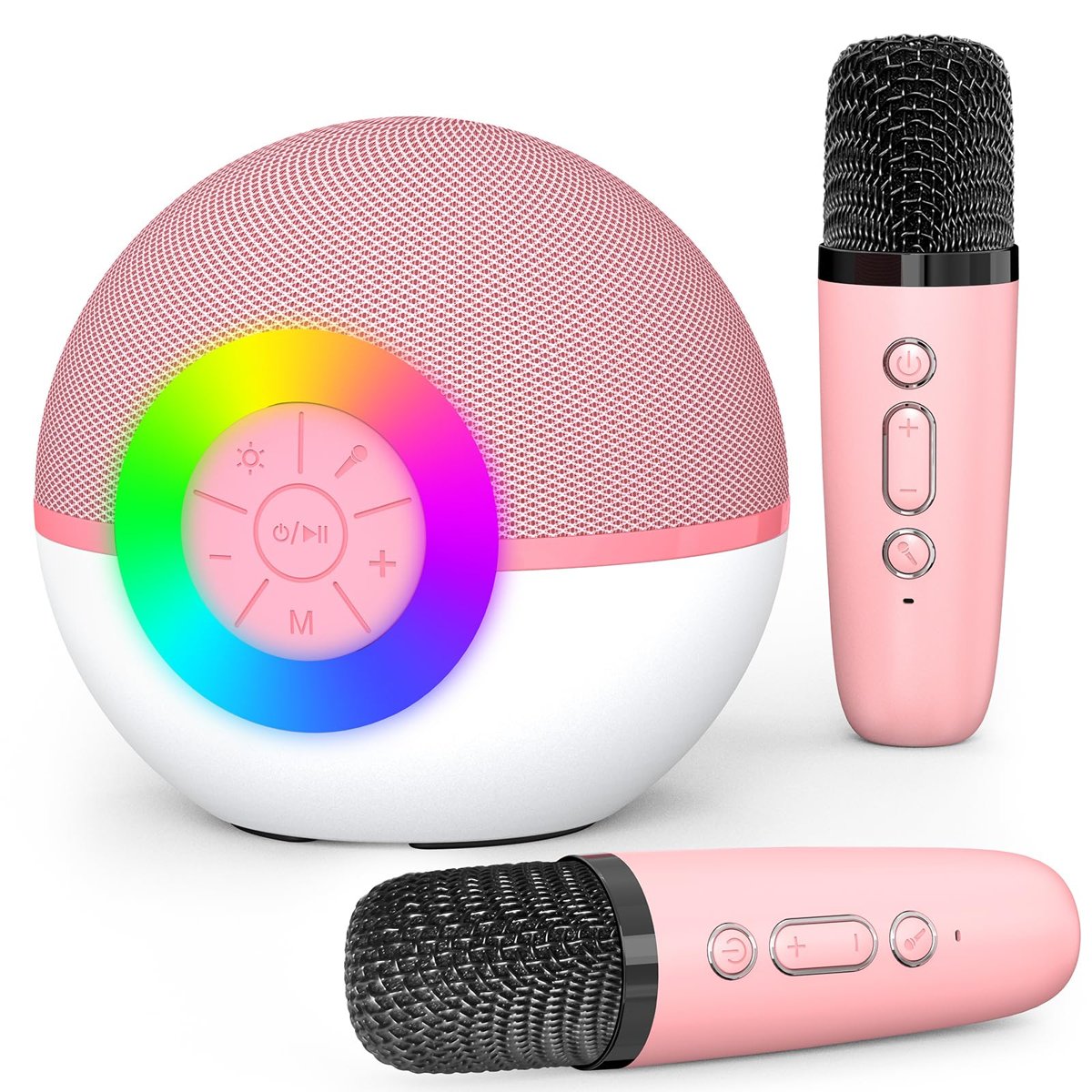 Mgaolo Çocuklar Yetişkinler için Mini Karaoke Makinesi, 2 Kablosuz Mikrofonlu Taşınabilir Bluetooth