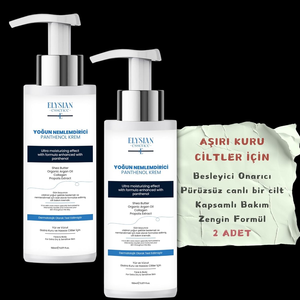 Elysian Essence Yoğun Nemlendirici Panthenol Yüz ve Vücut Kremi 2'li Set | Kuru ve Hassas Ciltlere 2
