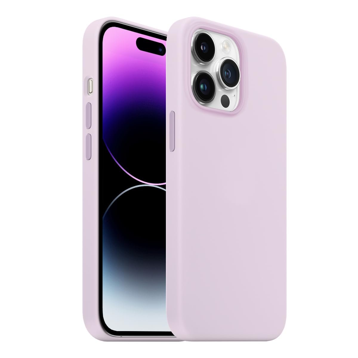 Buff iPhone 14 Pro Max Rubber Fit Kılıf Silikon Kılıf, İpeksi Dokunuş Hisli, Tam Koruyuculu Darbe Önleyici Kapak (Lila)
