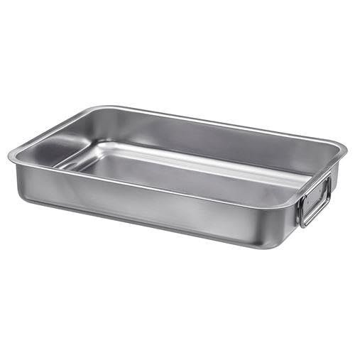 IKEA Metal Kare Fırın Kabı 24x34 Cm Paslanmaz Çelik Kulplu Kare Fırın Pişirme Tepsisi