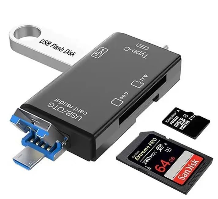 Inventix Seyahat USB Bellek Kartı Okuyucu Mikro ve Düzenli SD Kartlar Seyahat için - 6 in 1 Dizüstü Güvenli Dijital Evrensel Kompakt OTG Adaptörü