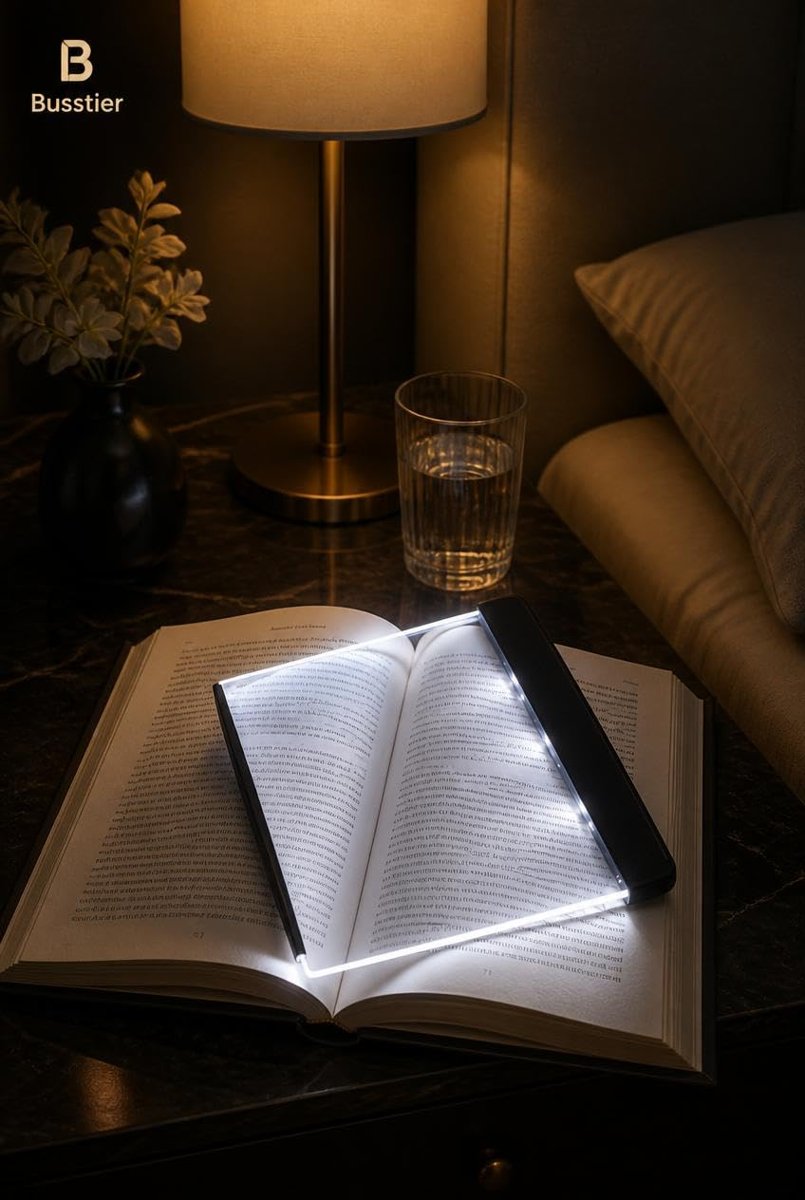 Busstier LED Kitap Okuma Işığı, Kitap Arasına Yerleştirilebilir İnce Okuma Lambası, Gece Okuma ve Seyahat İçin Taşınabilir Aydınlatma Paneli