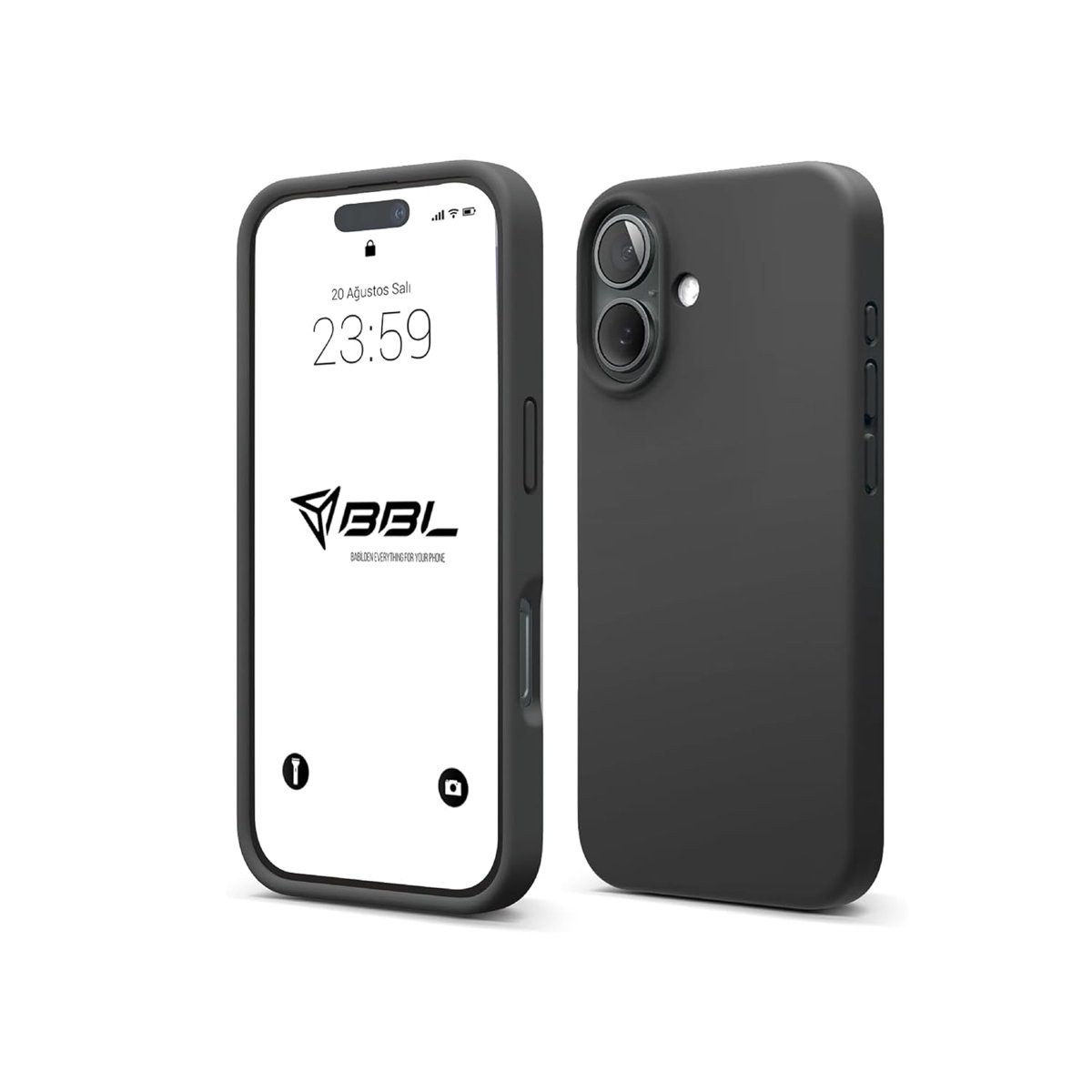 Babilden iPhone Kılıf İnce Sıvı Silikon 3 Katmanlı Tam Kaplamalı Yumuşak Jel Kauçuk Kılıf Kapak (Siy
