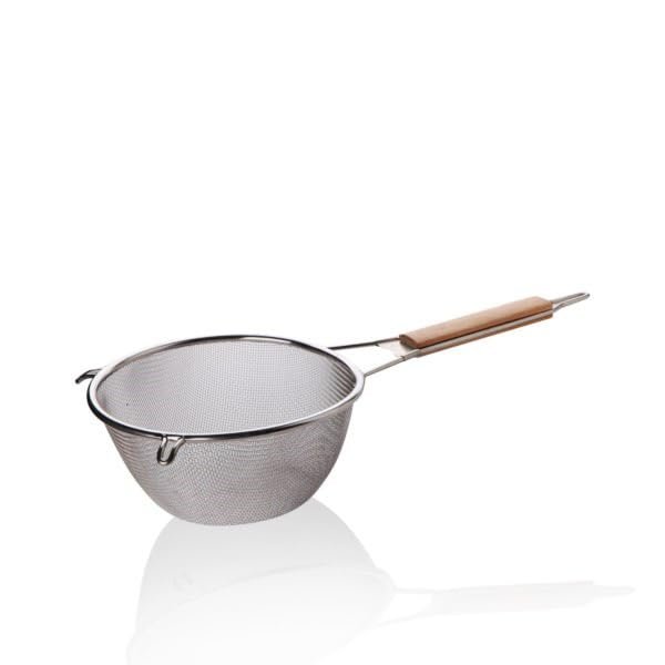 Deconox Ahşap Saplı Paslanmaz Çelik Süzgeç, Küçük Boy Metal Süzgeç 18 * 8.5 Cm - Ahşap Saplı Paslanm