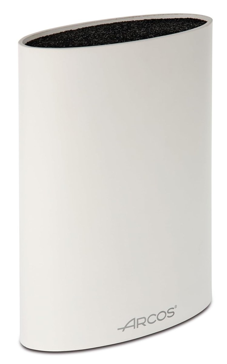 ARCOS Oval Bıçak Koruyucu 20 cm'e kadar. Termoplastik Kauçuktan Üretilmiş Modern Tasarım Bıçak Bloğu. 220x160x65 mm. Beyaz Renk