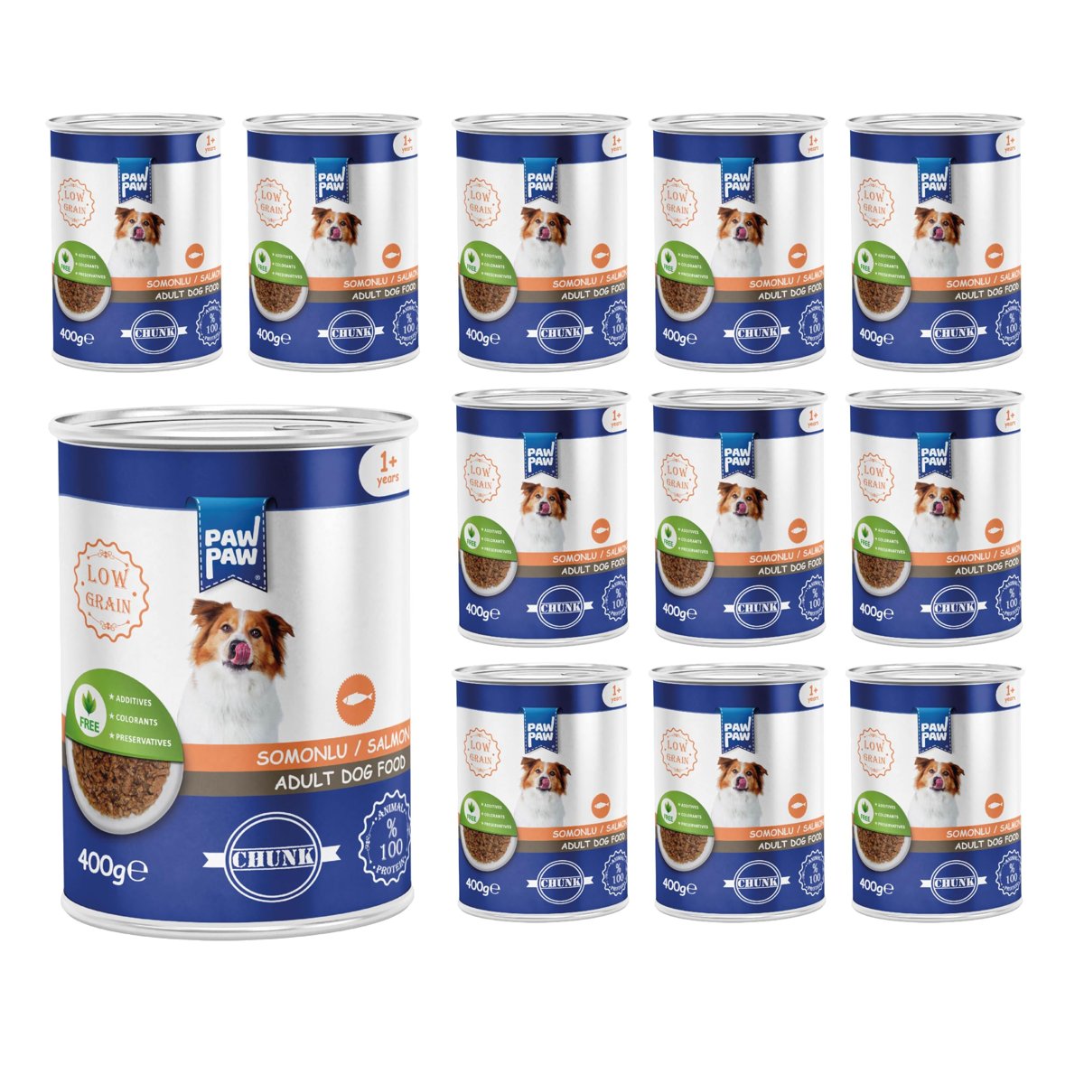 PawPaw Yetişkin Köpek Somonlu ve Jöleli Konserve Mama 400 gr x 12 Adet