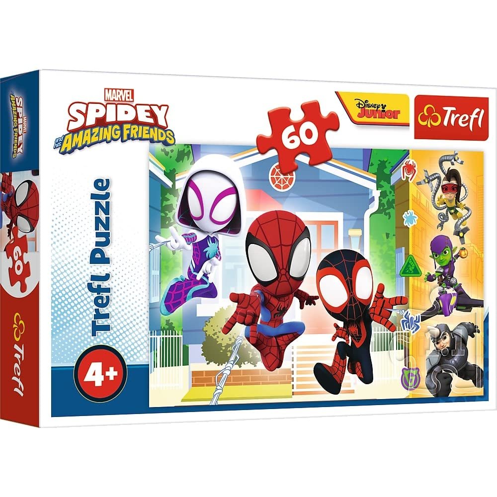 Trefl 17371 Marvel'in Masal Kahramanlarını İçeren 60 Parça Renkli Yapbozlar Süper Arkadaşlar Eğlence 4 Yaş ve Üzeri Çocuklar İçin Eğlence Spidey ve Örümcek Dünyasındaki Muhteşem Arkadaşları