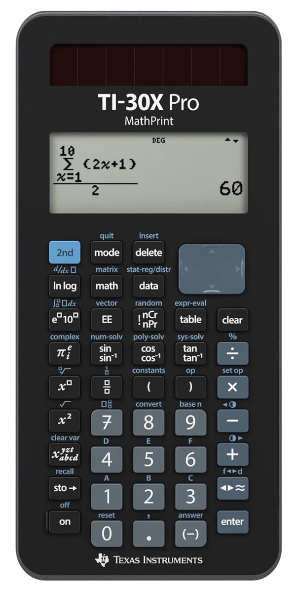 Texas Instruments TI-30X Pro Mathprint okul hesap makinesi (4 satırlı yüksek çözünürlüklü ekran, gün