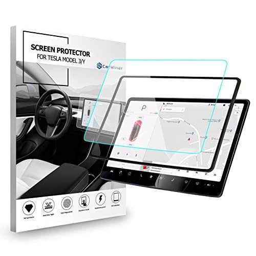 Carwiner Mat Ekran Koruyucu Tesla Model 3 Model Y 15 inç Merkez Kontrolü Dokunmatik Ekran Araba Navigasyon Temperli Cam Aksesuarları 9H Parlama Önleyici Parmak İzi