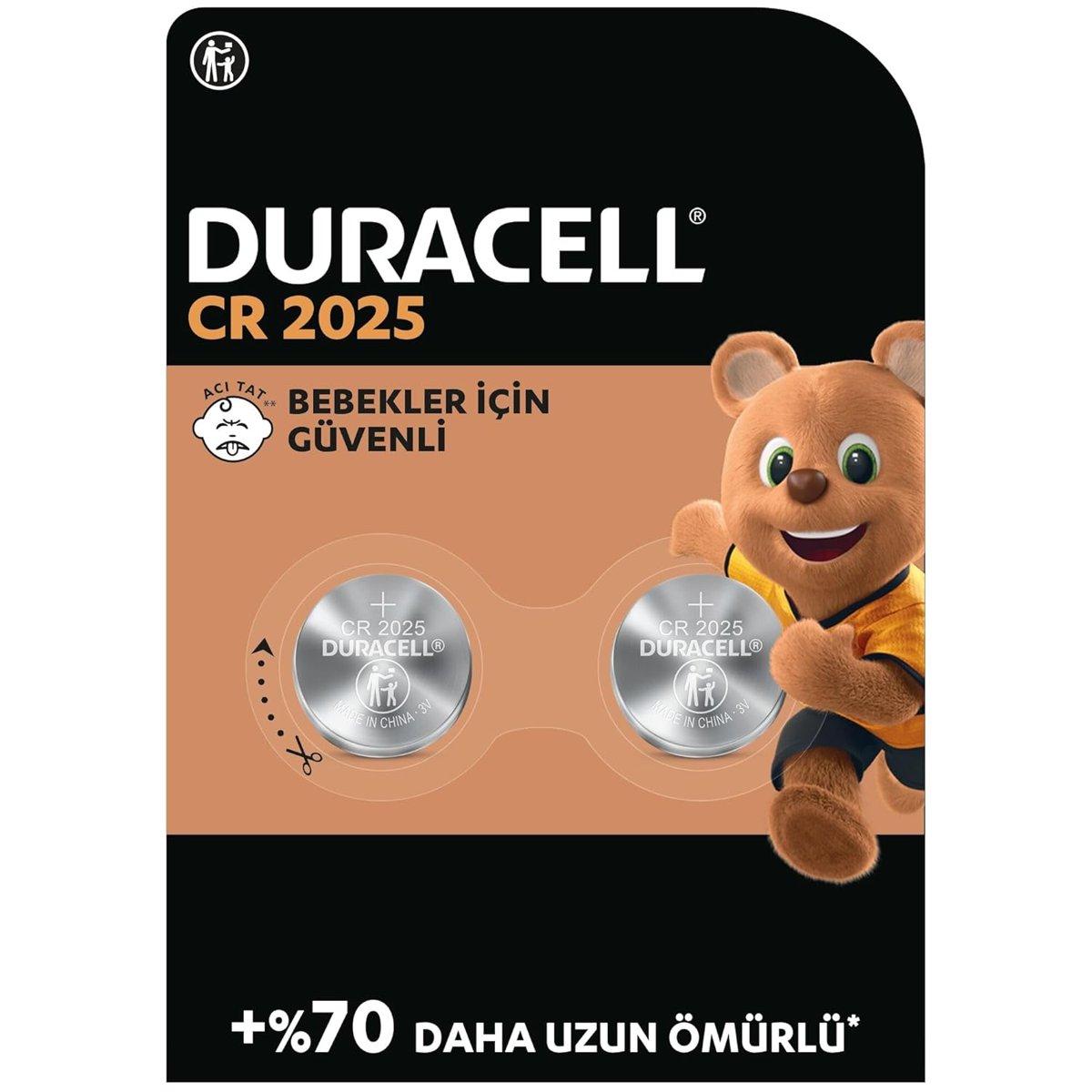 DURACELL CR 2025 Lityum Düğme Pil (2’li paket) – 3V (CR2025)