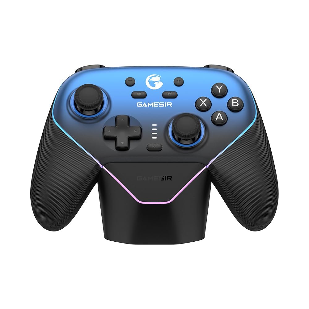GameSir Super Nova Wireless Gaming Controller for PC/Switch/iOS/Android, Hall Effect Stick  Trigger, Rubberized Grips, RGB Lighting, Swappable ABXY, Detachable Faceplate, 1000mAh with Charging Dock