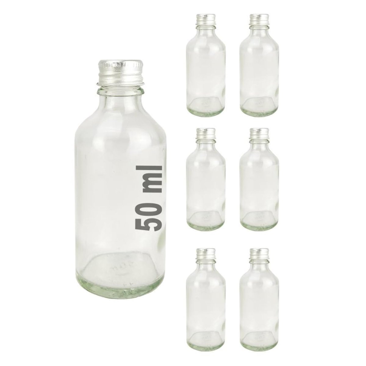 Digithome 6’lı 50 ml Gümüş Metal Kapaklı Cam Zencefil Shot Şişesi Söz Nişan Hediyelik Kolonya Şişesi C1-1-149