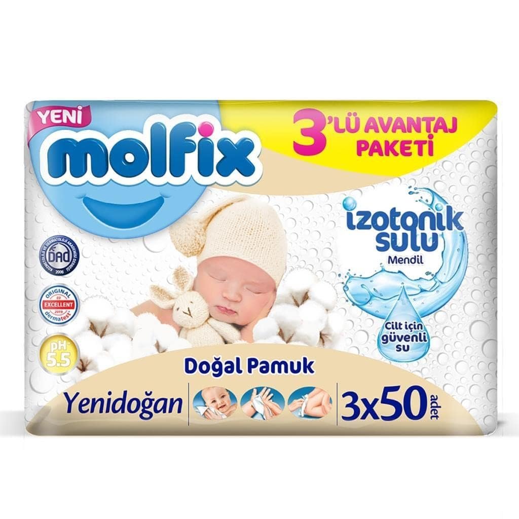 Molfix Yenidoğan İzotonik Sulu Islak Havlu 150 Yaprak